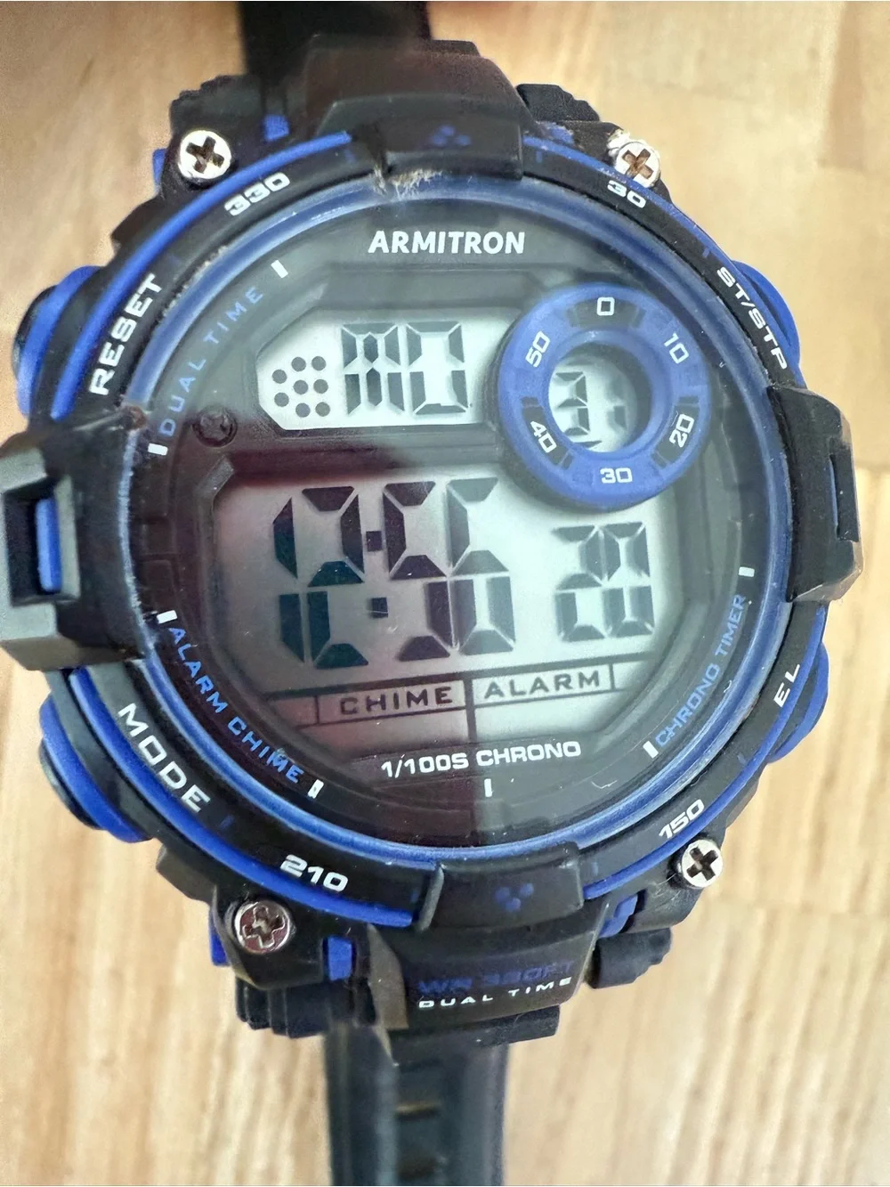 Armitron digital blue and black sport watch NEW BATTERY